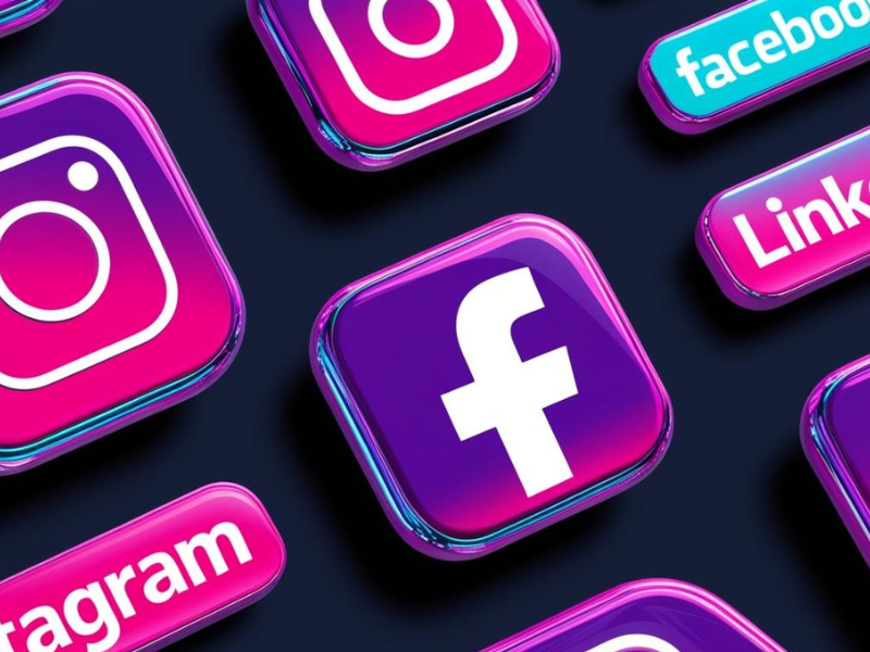 ikone društvenih mreža:Facebook, Linkedln Instagram